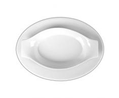 Holst Porzellan WA 208012 FA2 Gratinschale oval 21 x 11 cm auf Servierplatte VLP, weiß, 25 x 18 x 4 cm