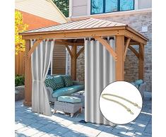 Pro Space Gardine für den Außenbereich, 50 x 120 cm, für Pergola/Terrasse/Veranda, UV-geschützt, wasserfest, schimmelresistent, mit Haken und Schlaufen, Grau, 2 Paneele