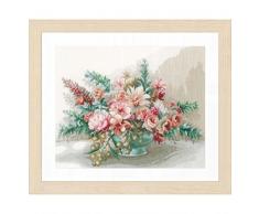 Lanarte Kreuzstichset Blumenstrauß, Kreuzstichpackung mit Zählmuster, Baumwolle, Mehrfarbig, 45 x 37 x 0,3 cm