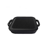 Jim Beam JB0218 3-in-1 Bratpfanne aus Gusseisen mit doppelseitigem Grill, Schwarz