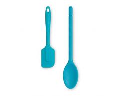 Zeal JSET4A Kochlöffel und Pfannenwender aus Silikon, antihaftbeschichtet, Aquamarin
