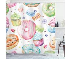 Grunge Decor Vorhang für die Dusche von ambesonne, afrikanischen Elefanten auf der Weide Walking unter Sonne Jungle Cute Animal Kunstdruck, Stoff Badezimmer Decor Set mit Haken, Grün Braun, Textil, Multi 7, 69W x 84L