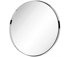 Hamilton Hills Wandspiegel, modernes Design, Metall, Glasscheibe, gerahmt, abgerundete Ecken, tiefes Set Modern 30 Round Polished Silver