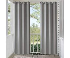 HGMart Outdoor Vorhang Panel für Veranda Terrasse ， Tüllen Sichtschutz Tuch Fenster Vorhang mit UV-Ray geschützt und Wasserdicht ， Einfach zu Hängen auf 127 x 213,4 cm Grau