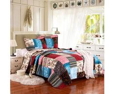 Luxuriöses Steppdecken-Set, Blumenmuster, Paisleymuster, Baumwolle, Patchwork, Tagesdecke, Steppdecke, Queen-Size