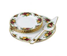 Royal Albert 1051422 Old Country Roses Tortenheber, 6-teiliges Set, Knochenporzellan, multi