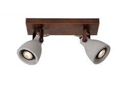 Lucide Concri -LED -Deckenstrahler -Durchmesser 9 cm -Leddim. -GU10 -2X5W 3000K, Metall, GU10, 5 W, Copper, 29 x 10 x 18 cm