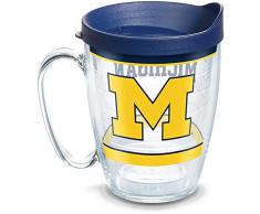 Tervis 1348038 Michigan Wolverines Tradition Isolierbecher mit Wrap und marineblauem Deckel, 473 ml, transparent