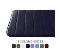 Caravalli Badematte aus Memory-Schaumstoff, rutschfest, 63,5 x 43,2 cm, besonders saugfähig, rutschfest, luxuriöse Duschmatte für Badezimmer, trocknet 2 x schneller mit Memory-Schaum-Technologie. 25x17 navy