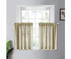 YOKISTG Vorhänge aus Leinen, durchsichtig, für Schlafzimmer, Wohnzimmer, 2 Paneele 25 x 24 Khaki