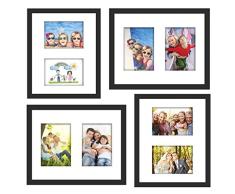 4 11 x 14 echtes Glas Holz Rahmen schwarz, 3 Art Passepartout für 4 x 6 8 x 10 Bild Bilder Foto Zertifikat 21,6 x 27,9 cm Desktop-Ständer oder Wand aufhängen Vertikal Horizontal Matte Familie Dekoration 11x14 4pcs-11x14-yk-cf001(1-4)