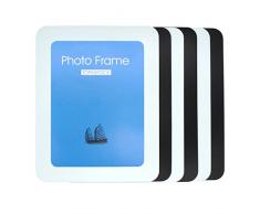 TOPINSTOCK Magnetische Bilderrahmen Set für Kühlschrank, 3 Schwarze und 3 weiße Farben, 6 Stück, Gummi, schwarz, weiß, 5x7 Inches