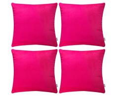 Thmyo 4 Stück Weicher Samt Kissen, Komfortable Dekorative Platz Werfen Kissenbezüge für Sofa Schlafzimmer Couch 45,7 x 45,7 cm 45 x 45 cm (Nur Bezug, Ohne Einsatz) 18 x 18 inch 45 x 45 cm Rosarot