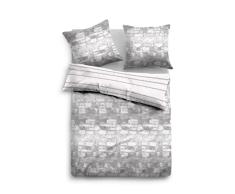 TOM TAILOR 0069813 Satin Bettwäsche Garnitur mit Kopfkissenbezug (Baumwolle) 1x 155x220 cm + 1x 80x80 cm, grau