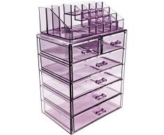 Sorbus Kosmetikkoffer aus Acryl für Make-up und Schmuck, geräumiges Design, ideal für Badezimmer, Kommode, Schminktisch und Arbeitsplatte, Transparenter Acryl-Kunststoff, Glitter, 4 Large, 2 Small Drawers