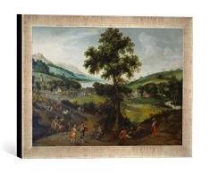 Gerahmtes Bild von Jakob Grimmer Landschaft mit Staffage, Kunstdruck im hochwertigen handgefertigten Bilder-Rahmen, 40x30 cm, Silber Raya