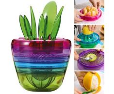OLizee Kreative Obst Pflanzen Multi Kitchen Tool Set von 10 Apfelschneider Avocado Schaufel Obst Schneider Mesh Zitronenpresse