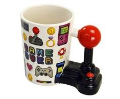 Puckator Joystick Tasse Game Over mit 3D Joystick am Henkel weiß, Bedruckt, 100% Keramik, in Geschenkverpackung.