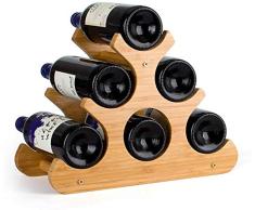 Riipoo Weinregal, für 6 Flaschen, natürliches Bambusholz, Weinregal, Tischplatte, freistehend, Weinregal 6-Bottle
