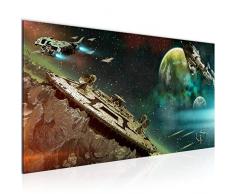 Bilder Kinderzimmer Weltall Raumschiff Wandbild Vlies - Leinwand Bild XXL Format Wandbilder Wohnzimmer Wohnung Deko Kunstdrucke Braun 1 Teilig - MADE IN GERMANY - Fertig zum Aufhängen 611512a