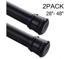 Ginbel Direct Fensterbehandlung, Federspannung, Gardinenstange, schwarz, verstellbare Raumteiler für Badezimmer, Schrank, Stall, Fenster 2 Pack 71-122 cm