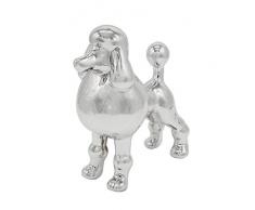 Nayothecorgi Keramikfigur Hund stehend Pudel metallic Silver