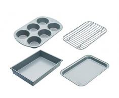 Chicago Metallic CMET8044 Professional Kompaktes Backset mit Antihaft, Cupcake-Ablage, Backblech und Bräter, Karbonstahl