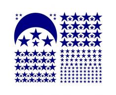 JURUOXIN Wandaufkleber, Mond und Sterne, Vinyl, für Jungen, Mädchen, Babyzimmer, Dekoration für Kinderzimmer, Wohnzimmer, Schlafzimmer, Design YMX16 blau