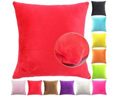 Easondea Kissenbezüge, weicher Plüsch, dekorativer Winter, luxuriös, quadratisch, für Sofa, Schlafzimmer, Zuhause, Auto 16x16/40X40CM rot