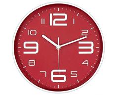 Moderne Wanduhr, 45 min, 25,4 cm, 3D-Ziffernblatt, geräuschlos, rund, Heimdekoration, Wanduhr mit arabischen Ziffern, Zifferblatt in 7 Farben Antik 10 Inch rot