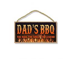 Honey Dew Gifts Man Cave Dekoration, Dads BBQ The Man, The Grill, The Legend, 12,7 x 25,4 cm Wanddekoration, dekoratives Holzschild, Küchenschild