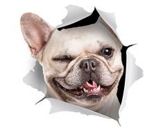 Winston & Bear 2 Pack - 3D Hund Aufkleber - Augenzwinkern Französisch Bulldog Aufkleber für Wand, Kühlschrank