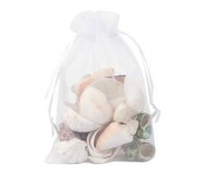 pandahall Organza Geschenktüten, weiß, 5x7-100pcs