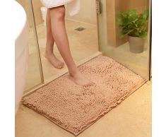 vctops Chenille Badteppich aus Plüsch Extra weich und saugfähig Mikrofaser, Rutschfester Läufer für Badewanne Badezimmer Dusche 16 x 24/40 x 60cm Camel