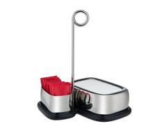 Alessi VS07 1 Bibo Set mit Tee- und Kaffeeaccessoires, bestehend aus: Papierserviettenhalter und Behälter für Beutel/Tüten. Melamin und 18/10 Edelstahl.