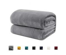 Hboemde Fleecedecke, leicht, weich, kuschelig, Bettdecke für Couch, Mikrofaser, Flanelldecke Queen grau