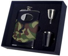 VisolGI Joe Camouflage Edelstahl Deluxe Flachmann Geschenkset 227 ml, Grün