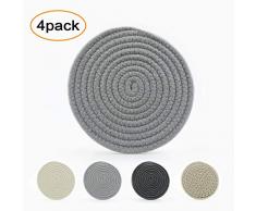 Umikk Runde gewebte Untersetzer, saugfähiges Matten-Set für Esstisch Trinken, Durchmesser 17,8 cm, 4 Stück