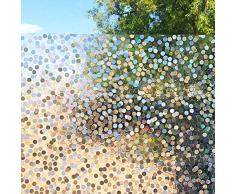 Mikomer Dekorative Fensterfolie, kleine Punkte, statische Glasfolie, kein Kleber, entfernbar, geringe Privatsphäre, UV-Schutz, für Zuhause und Büro 17.5 by 78.7-inch Small Dots