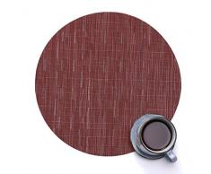 Fiotun 4 runde Platzsets, hitzebeständige Tischsets, schmutzabweisend, rutschfest, waschbar, PVC Platzdeckchen für Esstisch, gewebtes Vinyl 32 * 32cm weinrot