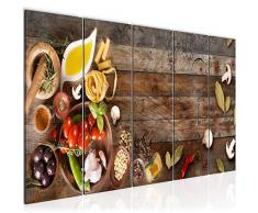 Bilder Küche Gewürze Wandbild 200 x 80 cm Vlies - Leinwand Bild XXL Format Wandbilder Wohnzimmer Wohnung Deko Kunstdrucke Braun 5 Teilig - MADE IN GERMANY - Fertig zum Aufhängen 019255a