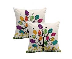 Xhonp Kissenbezug Osterhase Kissenbezug Frühling Heimdekoration Baumwolle Leinen 45,7 x 45,7 cm (Hunny) 18*18 inch Osterei