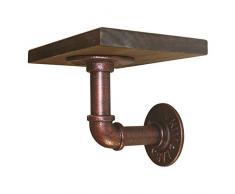 A.B Crew Vintage Rohr Wand montiert Floating Deko Metall und Holz Regal Display Ständer Kupfer, kupfer, Style A