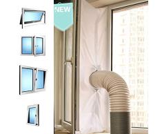 JIANZHENKEJI Universal-Fensterdichtung (400 cm) mit Reißverschluss und Hakenband, geeignet für Mobile tragbare Klimaanlage und Wäschetrockner, Luftaustauschschutz, Notwendigkeit für Löcher