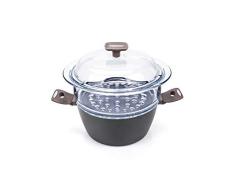 Moneta Finegres Kochtopf mit Dampfgarer, 24 cm, Aluminium