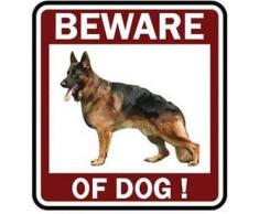 OTA Aufkleber Vorsicht Hund Deutscher Schäferhund Zeichen Logo Bild Warnhinweis Sicherheit für Auto Zaun Wand Fenster Stoßstange Laptop Haus Garten
