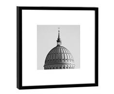 COGNOSCO Fotografie im Holzrahmen: Nikolaikirche Fotodruck-Format 27 x 27 cm-Rahmenfarbe schwarz-Hochwertiges Wandbild, Geschenkidee oder Souvenir aus Potsdam, Holz, Weiß, Rahmen