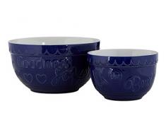Gigi Runde RührSchüsseln, Blau, Weiß, 2er Set