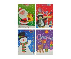 ALEF Weihnachten Geschenktüten mit Griff 33 x 25,4 x 12,7 cm Vier Verschiedene Styles rot, grün