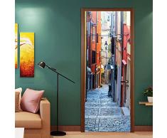 zhiyu&art decor 3D-Tür-Aufkleber, Tür-Dekoration, abnehmbare Vinyl-Wandkunst, Tür-Tapete für Zuhause Alley Street